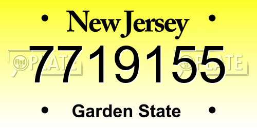 7719155 New Jersey License Plate