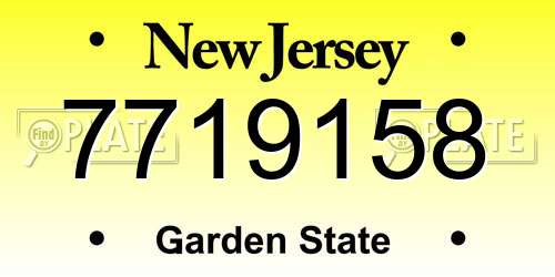 7719158 New Jersey License Plate