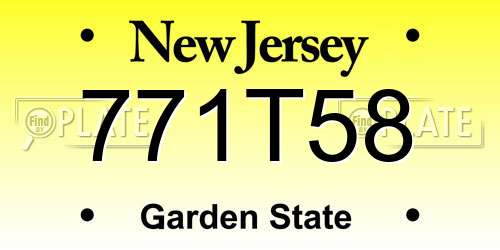 771T58 New Jersey License Plate