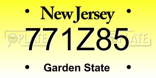 771Z85 New Jersey License Plate