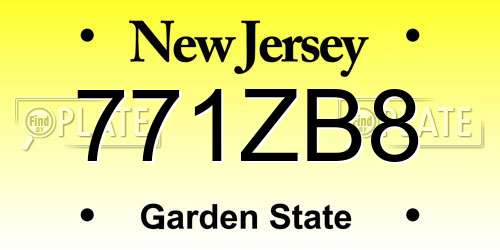 771ZB8 New Jersey License Plate