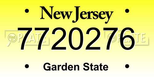 7720276 New Jersey License Plate