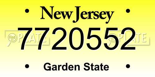 7720552 New Jersey License Plate