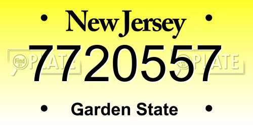 7720557 New Jersey License Plate