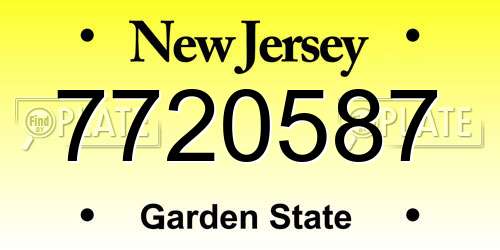 7720587 New Jersey License Plate