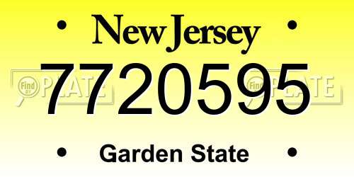 7720595 New Jersey License Plate
