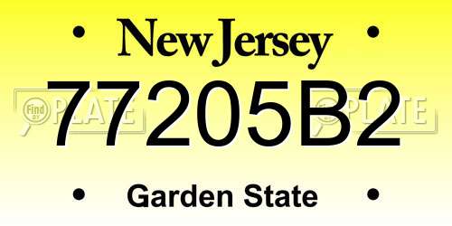 77205B2 New Jersey License Plate