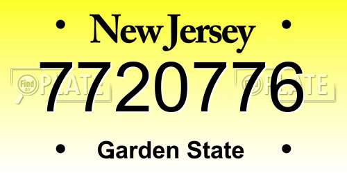 7720776 New Jersey License Plate