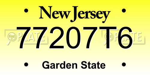 77207T6 New Jersey License Plate