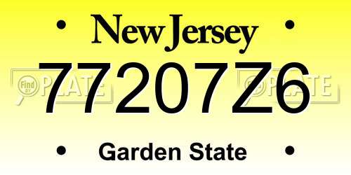 77207Z6 New Jersey License Plate