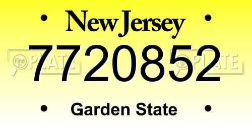 7720852 New Jersey License Plate