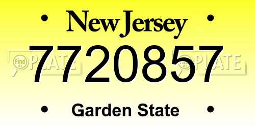 7720857 New Jersey License Plate