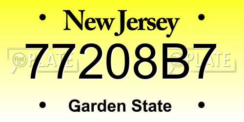 77208B7 New Jersey License Plate