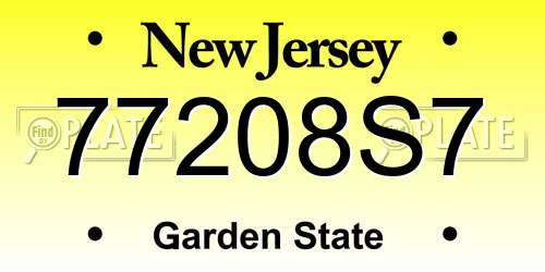 77208S7 New Jersey License Plate