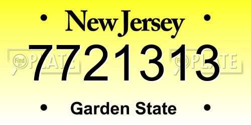 7721313 New Jersey License Plate