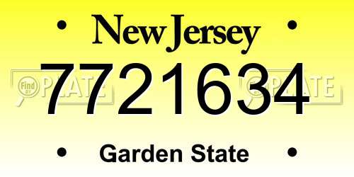 7721634 New Jersey License Plate