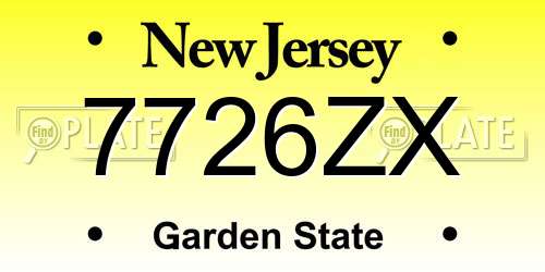7726ZX New Jersey License Plate