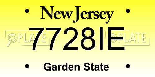7728IE New Jersey License Plate