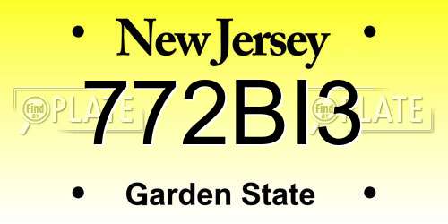772BI3 New Jersey License Plate