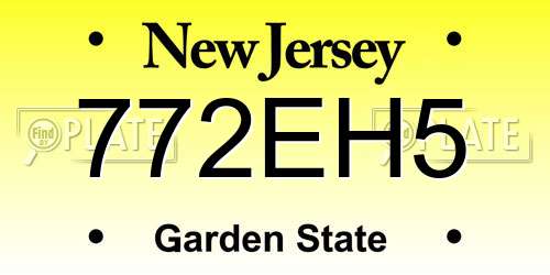 772EH5 New Jersey License Plate