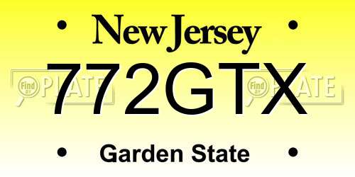 772GTX New Jersey License Plate