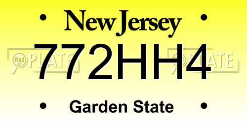 772HH4 New Jersey License Plate