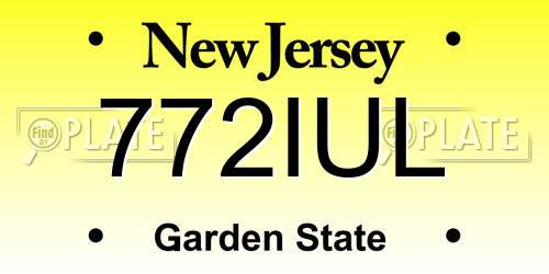 772IUL New Jersey License Plate