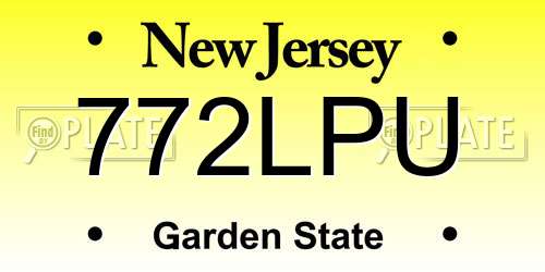 772LPU New Jersey License Plate