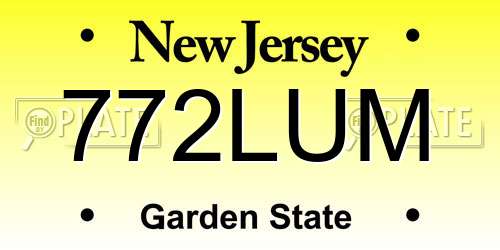 772LUM New Jersey License Plate