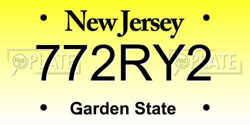 772RY2 New Jersey License Plate