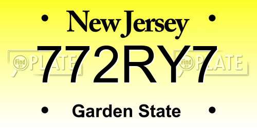 772RY7 New Jersey License Plate