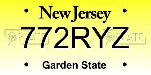 772RYZ New Jersey License Plate