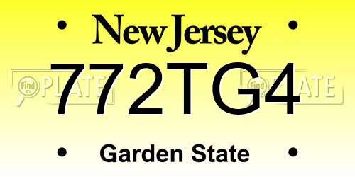 772TG4 New Jersey License Plate