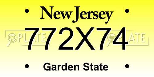 772X74 New Jersey License Plate
