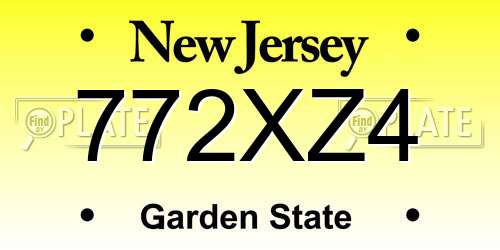 772XZ4 New Jersey License Plate
