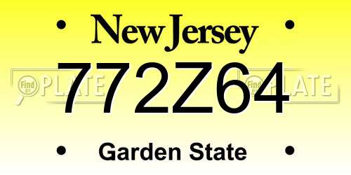 772Z64 New Jersey License Plate