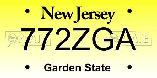 772ZGA New Jersey License Plate