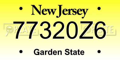77320Z6 New Jersey License Plate