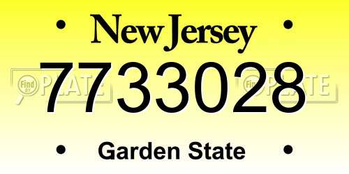 7733028 New Jersey License Plate