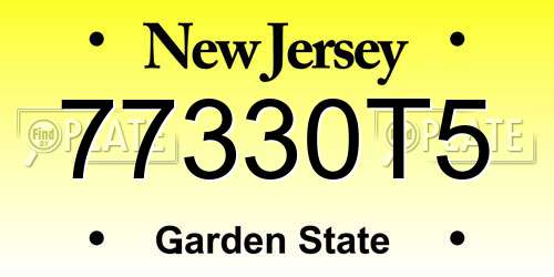 77330T5 New Jersey License Plate