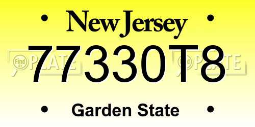 77330T8 New Jersey License Plate