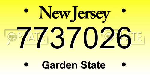 7737026 New Jersey License Plate