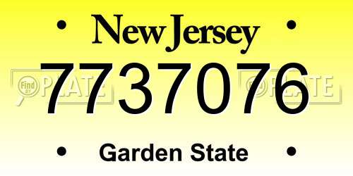 7737076 New Jersey License Plate