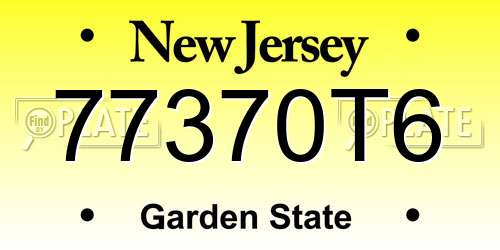 77370T6 New Jersey License Plate