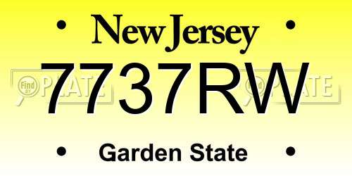 7737RW New Jersey License Plate