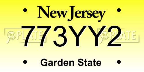 773YY2 New Jersey License Plate