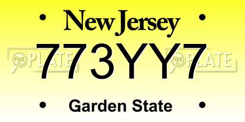 773YY7 New Jersey License Plate
