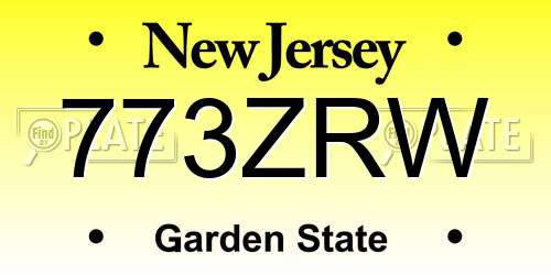 773ZRW New Jersey License Plate