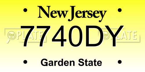 7740DY New Jersey License Plate