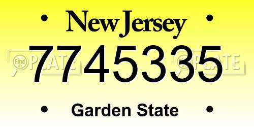 7745335 New Jersey License Plate